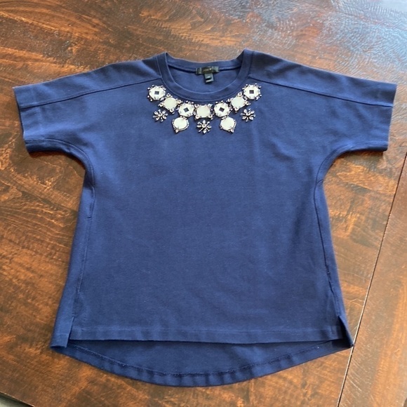 J Crew Structured Ponte Knit Necklace T-Shirt Navy Size XS - Picture 5 of 13